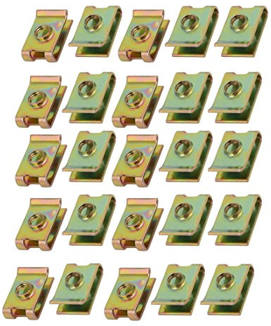 Sourcingmap 25pcs Spring Steel Speed Fastener U Nut Brass Tone for M5 Screw Bolt