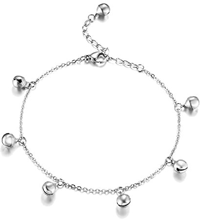 ELBLUVF Chaîne de cheville réglable en acier inoxydable plaqué or rose pour femme, 21 centimeters, Acier inoxydable