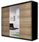 Kleiderschrank ALFA – Schwebetürenschrank 2-türig Schrank Garderobe Schiebtüren Schlafzimmer, Dekorative Aluminiumleisten, Kleiderstange und Regale (BxHxT): 233x218x61 cm (Schwarz + Sonoma + Spiegel)