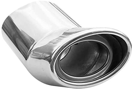 Auspuffblende Endrohr Endstuck Auspuff Blende Schalldampf Sportauspuff Universell Schalldampf Sport Tuning Optik Edelstahl Oval bis 51mm Chrom AutoHobby