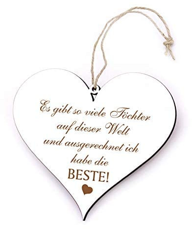 Schild Herz Spruch Beste Tochter der Welt Dekoschild Holzschild 13 x 12 cm (Ich habe die beste Tochter)