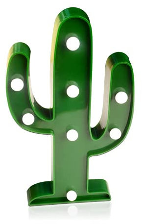 DUBENS Lampe LED décorative pour bureau - Motif : cactus - Fonctionne sur piles - Décoration murale pour chambre d'enfant