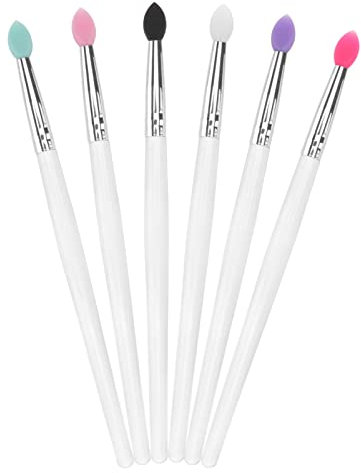 Lot de 6 grands pinceaux en silicone à paillettes pour fard à paupières (couleurs mélangées)