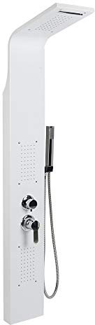 Colonna doccia con miscelatore termostatico Sistema doccia con doccia, 5 modalità pannello doccia, acciaio inossidabile, 20 x 140 cm, bianco