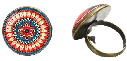 Vintage Buddhismus Mandala Glas Kuppel Ring OM Indian Yoga Chakra Henna Verstellbare Größe Ringe für Frauen handgefertigt Schmuck