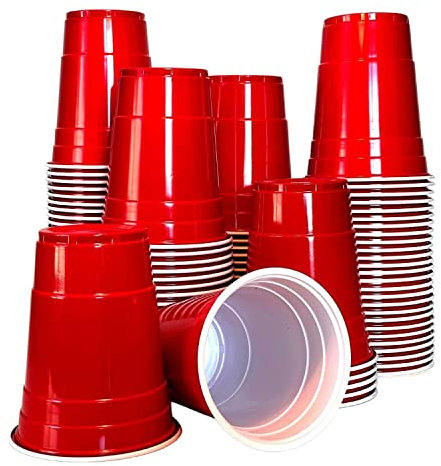 MBP My Beer Pong 50 rote Trinkbecher 16 oz (~ 0,5 l) | Red Cups für alle Getränke geeignet | Wiederverwendbare Plastikbecher für Party, Camping, Festival, Trinkspiele
