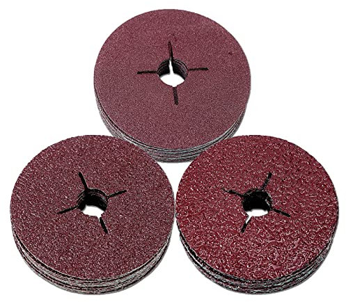Dyna-Living 60Pcs 115mm Fiber Sanding Discs for Angle Grinder for Wood and Metal - 24 36 60 Grits