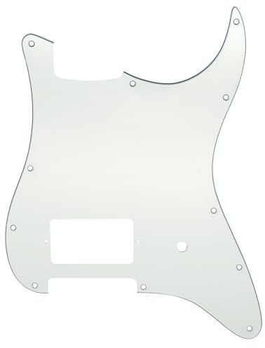 Musiclily Pro 11 Holes ST Strat One Humbucker Guitar Pickguard Scratch Plate for USA/Mexico Fender Tom Delonge Stratocaster Electric Guitar, 3ply Aged White