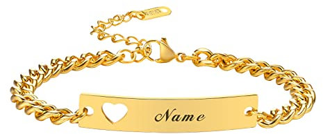 VNOX - Bracelets personnalisables avec gravure pour le couple - Bracelet de couple pour le partenaire, la famille, 18 centimeters, Acier inoxydable