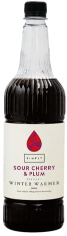 Simply Sour Cherry & Plum Winter Warmer Syrup, Vegan and Nut Free Flavoured Syrup for Hot Drinks (1 Litre)