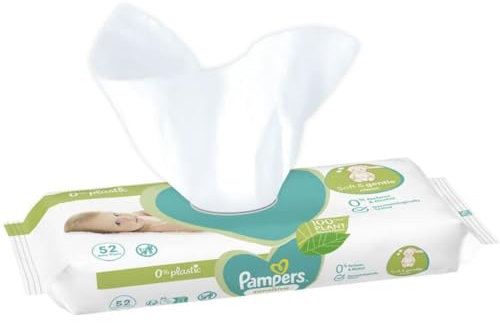 Pampers Sensitive Wet Wipes for Children, 1 Pack of 52 Handkerchiefs = 52 Wipes, Gentle Cleaning of Sensitive Baby Skin