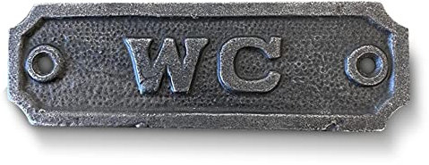 Placa de hierro fundido estilo antiguo WC, Placa Puerta | 10,5 cm (L) x 3 cm (H) | WC | Hotel | B&B | Casa de huéspedes | Restaurante | Pub | Posada