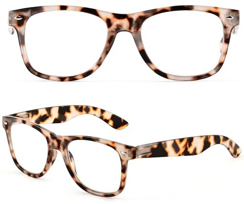 ABEJOJO Übergroße Lesebrille für Damen und Herren, Blockieren Blaulicht von Computer und E-Reader, mit Federscharnier (Grey Tortoise, 2.25, diopters)