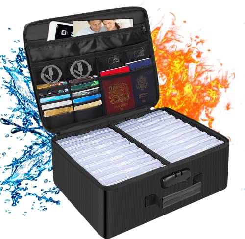DocSafe Foto-Aufbewahrungsbox mit Schloss, feuerfeste Foto-Organizer-Box, Transparent, 14.37 * 10.63 * 6 inches, Tragbar