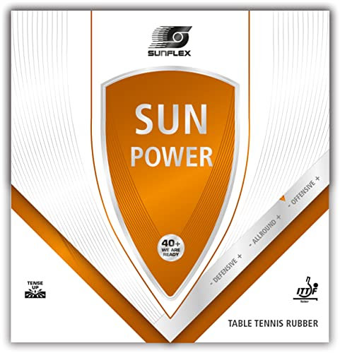 Sunflex Sun Power Tischtennis-Belag | professioneller Offensiv Belag | ITTF zugelassen | schnell und Gute Spinentwicklung | 2,0mm Schwamm | schwarz