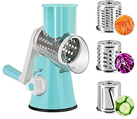Multifunktionaler handgekurbelter Gemüseschneider,Multifunktionaler Mandoline Gemüse-Häcksler,Manueller Gemüsehobel,Käsereibe,Manuelle Trommelreibe,Schnelles Schneiden Gemüsehobel,Kartoffelreibe