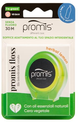 Promis Zahnseide - Recycelte Zahnseide | Sanft | Klinisch getestet | Ätherische Öle | Fluoridfrei | Vegan (grass green)