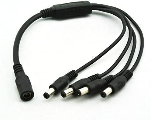 SANSCO DC Power Supply Splitter 1 to 4 Plugs Y Connector 2.1mm Adapter Cable for CCTV Security Cameras