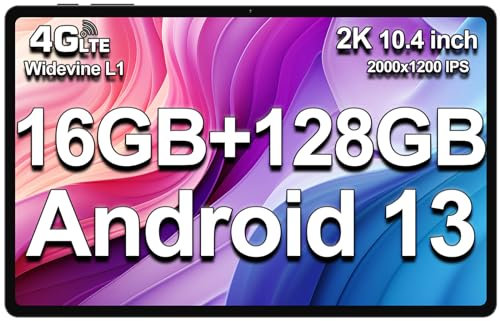 TECLAST T40HD Tablet 10.4 Pulgadas 4G LTE+5G WiFi, Tablet Android 13, 16GB RAM+128GB ROM(1TB TF), Tablet 2K/7200mAh/13MP Cámara/BT5.0/GPS/Face ID/OTG/Type-C/3.5mm Jack/Tablet Widevine L1 Netflix
