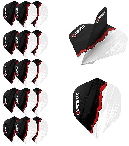 RUTHLESS 5XF4188 Dart-Flights, 100 Mikron, Standardgröße, Nummer 2, gerissenes Design, Weiß, 5 Sets mit 3 Flügeln