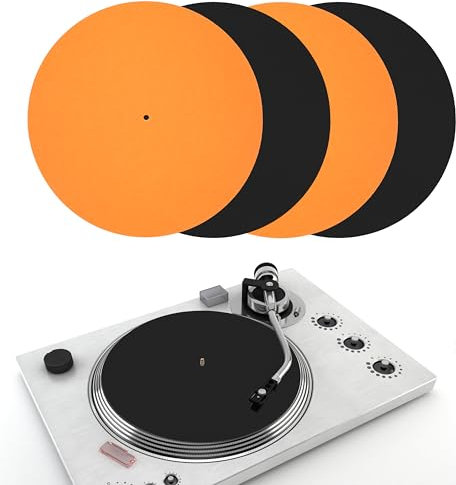 4 Piezas 300mm Alfombrilla de Fieltro Antiestática para Tocadiscos de 2 mm de Espesor Antivibración Giratorias Mat Felt Slipmat Accessori de Vinyl Record Player (2 Colores)