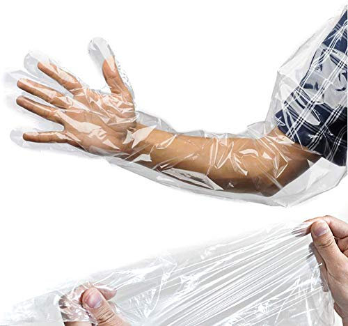 Paquete de 50 fundas impermeables para brazo para ducha, guantes protectores de brazo largo, línea PICC, cubierta de baño para después de cirugía de hombro, manos, muñecas, codo, dedos, cuidado de