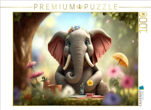 CALVENDO Puzzle Elefanten Picknick | 1000 Teile Lege-Größe 64 x 48 cm Foto-Puzzle für glückliche Stunden