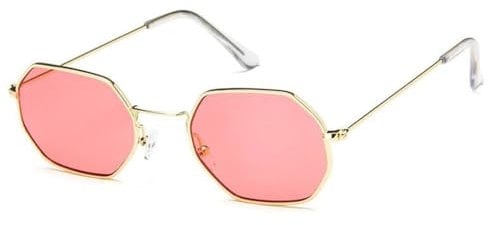 HPIRME Small Square Sunglasses Woman Retro Rose Gold Sunglasses Transparent Ocean Slice Sunglasses UV400,1,One size