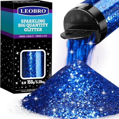 LEOBRO Blue Glitter - 150G/5.29OZ Royal Blue Glitter Flakes for Crafts, Resin Arts & Tumblers