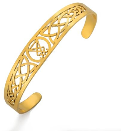 EUEAVAN Leviathan Kreuz Armband Siegel von Luzifer Armband Siegel des Satans Armreif Keltischer Knoten Armband Schwefel-Siegel Gothic Schmuck Amulett Frauen Männer (Luzifer-Armband gold)