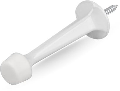 HOMOTEK 1 Pack Heavy Duty Solid Rigid Door Stop with Soft Rubber Tip, Zinc Die Cast Door Stopper Protect Wall & Door, White