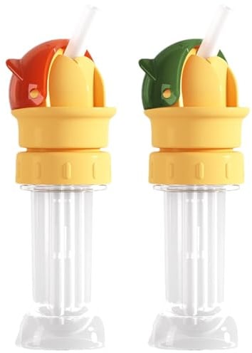 Fenytay 2 X Reusable Water Bottle Spout Adapter with Straw, Children Beverage Water Bottle Straw Lid, Silicone 2 in 1 Portable No-Choking Straw Cap, Bottle Topper Spout for Most Standard Bottles