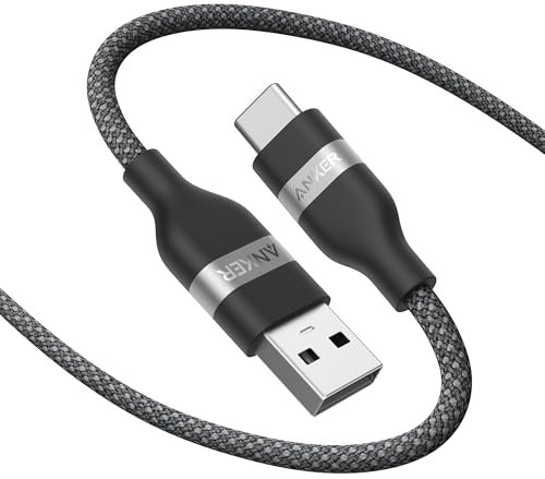 Anker Car Carplay Cable for iPhone 16 15 Pro Max Plus, Upcycled Braided USB A to USB C Car Charger Cord for Samsung Note20 and More (1,8m, Black)