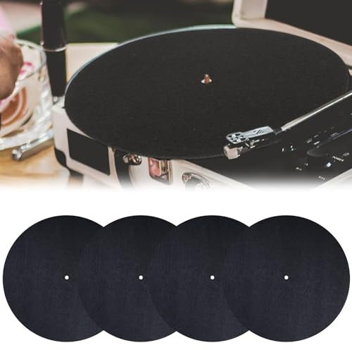 4PC Tappetino in feltro antistatico,Tappetino per Giradischi,Tappetino per giradischi in feltro antistatico,7 pollici per disco in vinile per giradischi fonografi,Tapis de Tournant, Tapis de Tourn