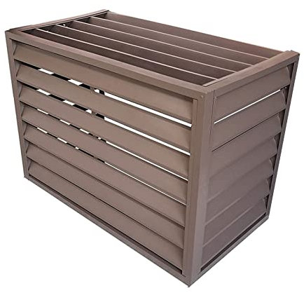 KHLMSRXJ Anti-Theft Aluminum Alloy Air Conditioner Outdoor Unit Cover, Brown Louver Roof, 110*60*80cm/43*24*32in (2-3P), Outdoor Cover, Storage Box