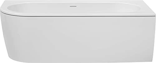 Saqu Line Badewanne - Rechts - mit Schwarzer Kante und Weißer Abdeckung - 160x75 cm - Weiß - Eckbadewanne - Acryl