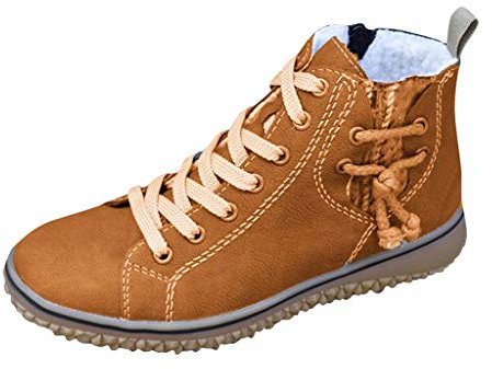 Stivali corti da donna tacco basso in pelle scamosciata da donna caldi taglie forti casual scarpe piatte zeppe stivaletti corti da donna stivali con tacco a zeppa nuovi, Marrone, 40 EU