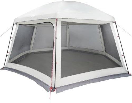 vidaXL Poolzelt mit abnehmbarem Überzelt Netzwänden Grau 512x458cm, Pooldach, Pool-Pavillon, wasserdichtes Zelt, Poolpartyzelt, Poolüberdachung