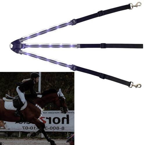 LED Pferdegeschirr Verstellbar Luminous Horse Vorderzeug Brustgurt für Pferde für den Pferdesport(Schwarzes, weißes Licht)