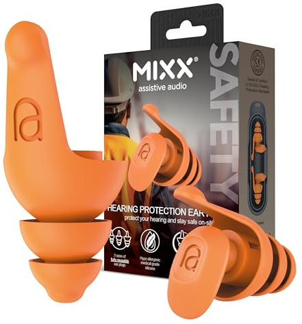 Safety Earplugs for Work & DIY | High-Visibility Noise Reduction, Construction, Heavy Machinery & Outdoor Tasks, Hypoallergenic Medical-Grade Silicone