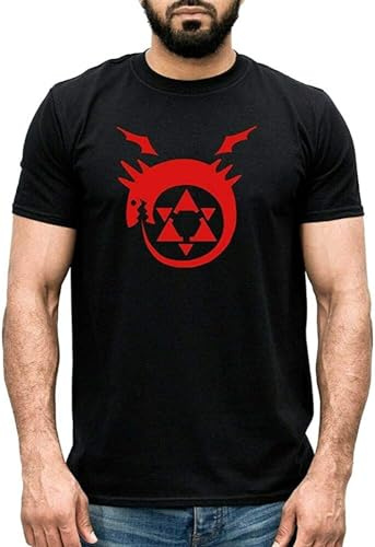Homunculus Anime T Shirt Graffiti Pullover Sweatshirts Fma Sins Ouroboros Japanese Manga Villains Gift Tee Top Black T-Shirts à Manches Courtes(3X-Large)