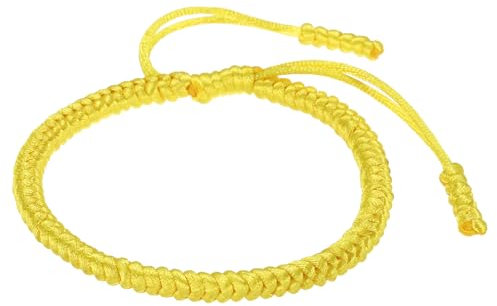 PATIKIL Lucky Handmade Braided Rope String Bracelet, Round Adjustable Prayer Protection Bracelet for Women Anniversary Family Jewelry Gifts, Dark Yellow