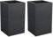 EDA - Pot Carré Haut Volcania'Up 36 L - Décor Imitation Pierre - Simple Paroi - Zone de Rétention d'eau - 29,5 x 29,5 x 49,5 cm - Gris Anthracite (Lot de 2)