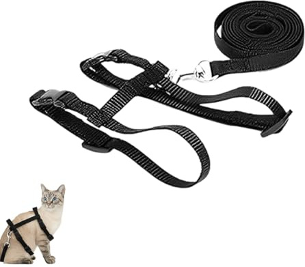 KYLOS Katzengeschirr Mit Leine, Verstellbare Geschirre Katzenleine, Nylon Geschirre Katzenleine, Katzengeschirr Ausbruchsicher 120Cm, Ausbruchsichere Katzenweste Mit Leine Für Kätzchen Welpe Kaninchen
