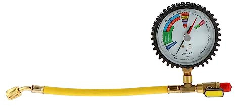 CVUTOVO Druckmessgerät für Klimaanlage Präzises Kältemittel und Stickstoff Drucktestgerät für Haushalts und Fahrzeuganwendungen Robustes Design für Zuverlässige Druckprüfungen