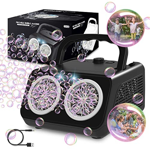 PANACARE 2.0 Automatische Seifenblasenmaschine, Tragbar Bubble Machine 20000+ Bubbles/Min mit Seifenblasenwasser/26 Löchers, Kinder Geschenk für Kinder/Hochzeit/Geburtstag/Bühne/Party (553-Black)