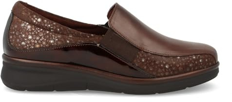 Pitillos - Mocasín,Zapato con cuña,Gomas en los Lados,Suela de Goma,Plantilla Extraible,clásico,Piel y Tela para: Mujer