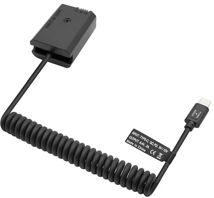 LSYRIA NP-FW50 Dummy Battery with USB-C PD/QC Power Adapter Fully Decoded Cable Replacement Suitable for Sony A7, A7II, A7R II, A7S II, A6000, A6300, A6400, ZV-E10, A5100, A5000 & More