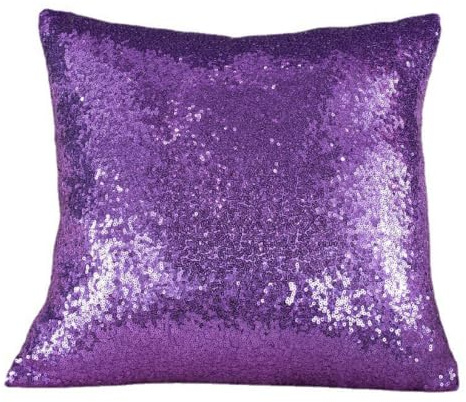2er Set 45x45cm Kissenbezug,Glitzer Pailletten Kissenhülle Deko für Kissen Sofa Bett Wohnzimmer Büro,Abnehmbarer Bezug mit Reißverschluss,Weich Stoff Kopfkissenbezug für Weihnachten,Lila