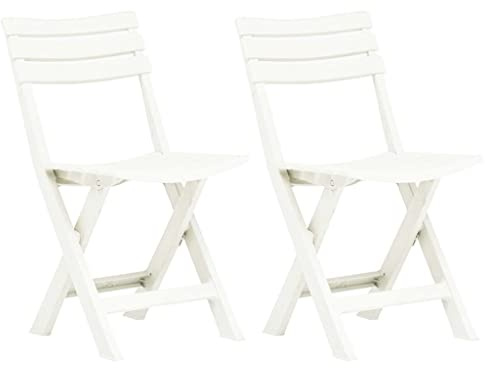 Tonture Klappbare Gartenstühle 2 STK. Kunststoff Weiß, 44x41x78cm, wetterbeständig, Balkonstuhl für Outdoor Dining, komfortable Patio Stühle